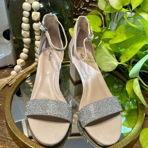 Aldo New with Box Gladoniel Rhinestone Bone color square Heel size 7.5
